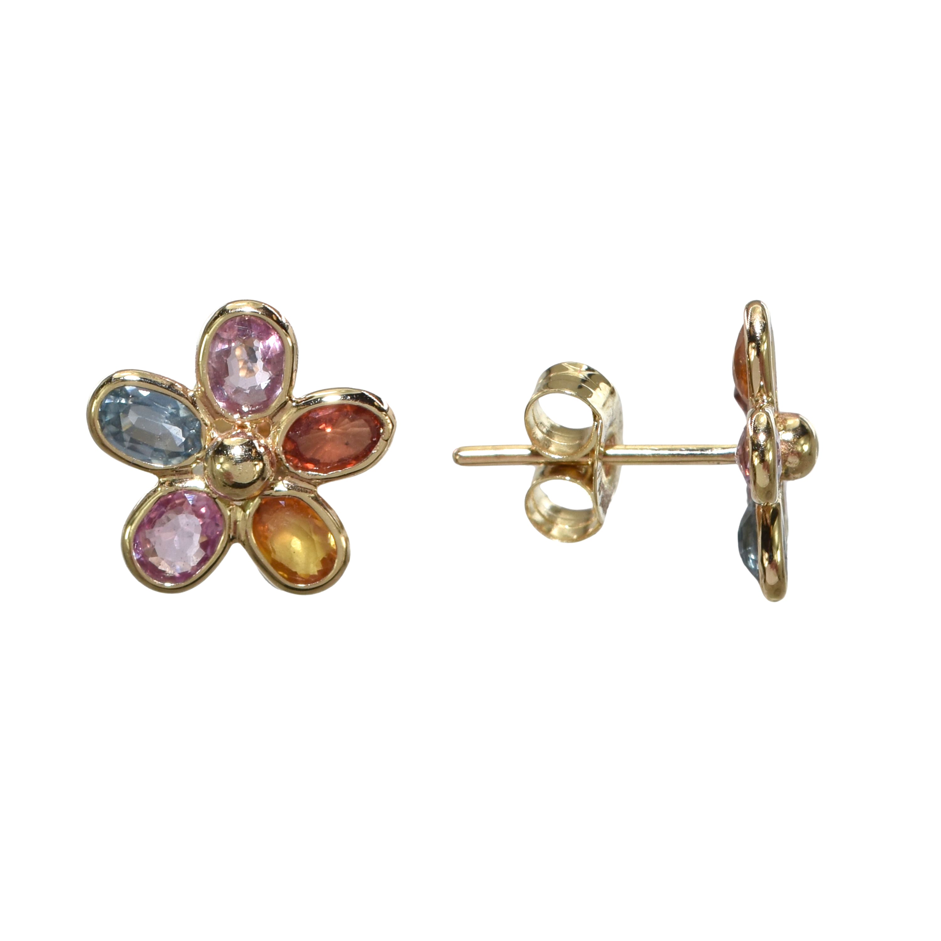 14k Multi Sapphire Flower Earring