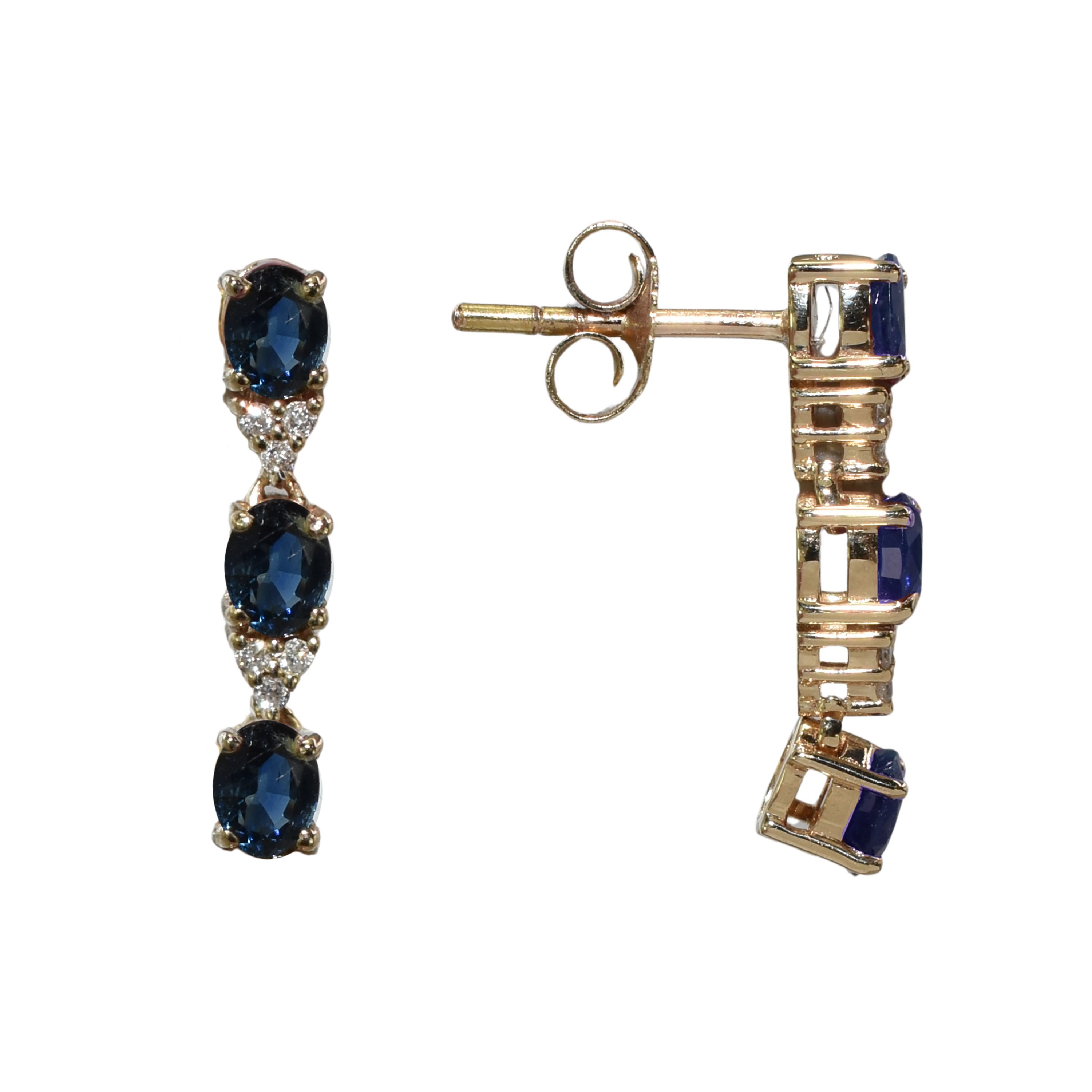 14k Diamond Oval Cut Earring