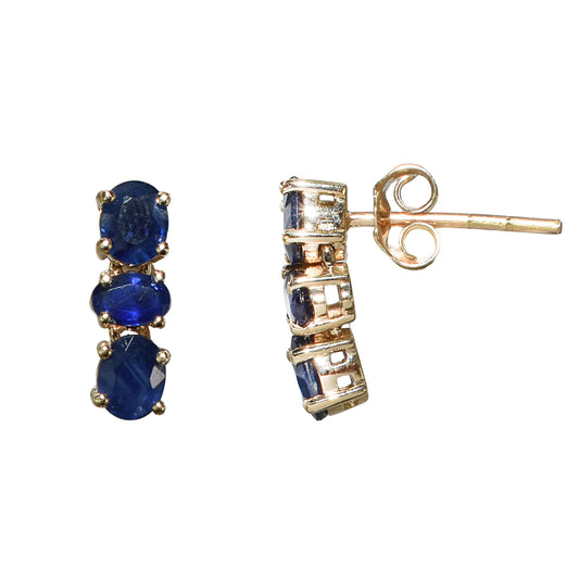 14k Oval Cut Sapphire Earring