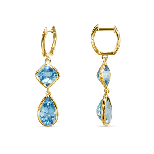 14k Swiss Blue Topaz Hoop Earring