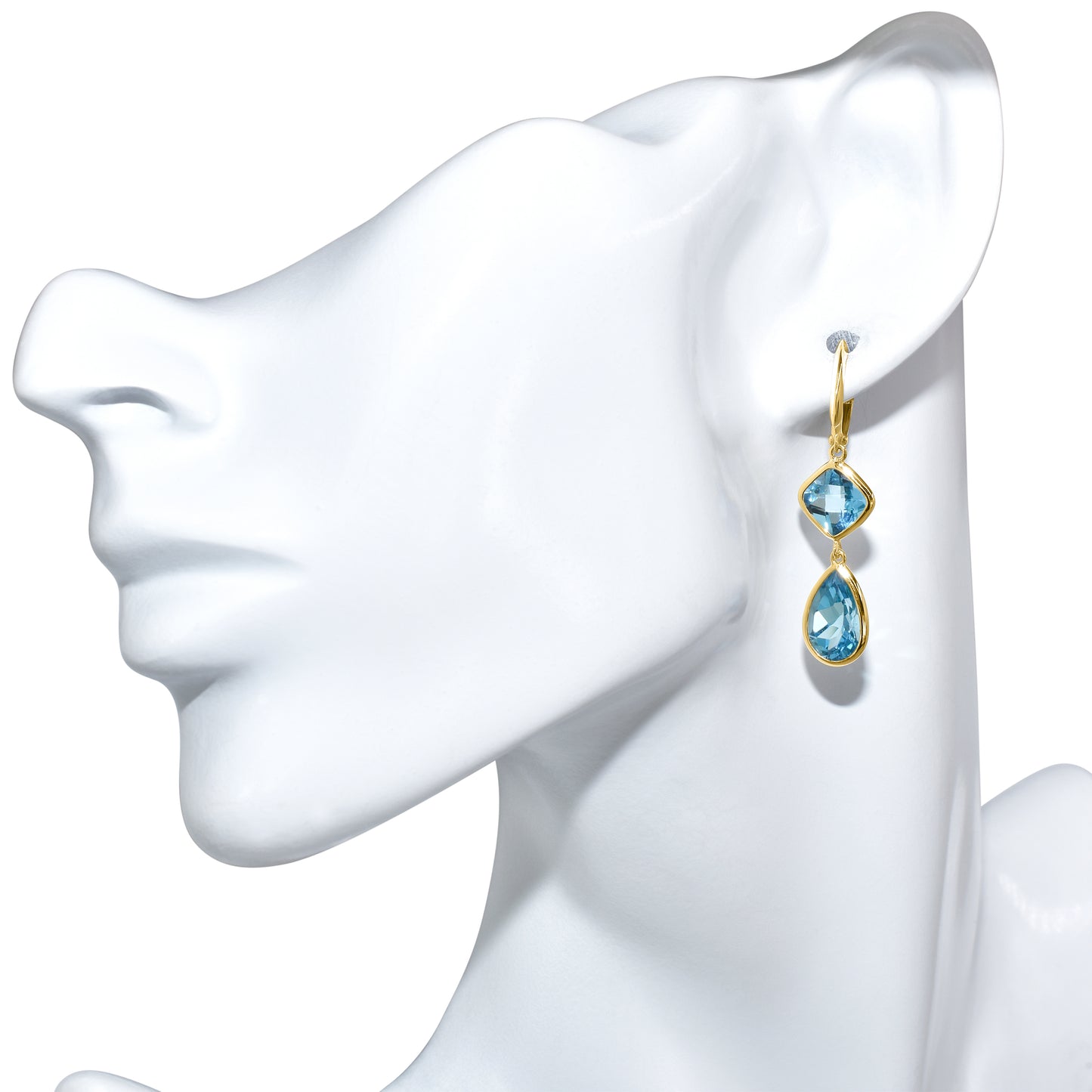 14k Swiss Blue Topaz Hoop Earring