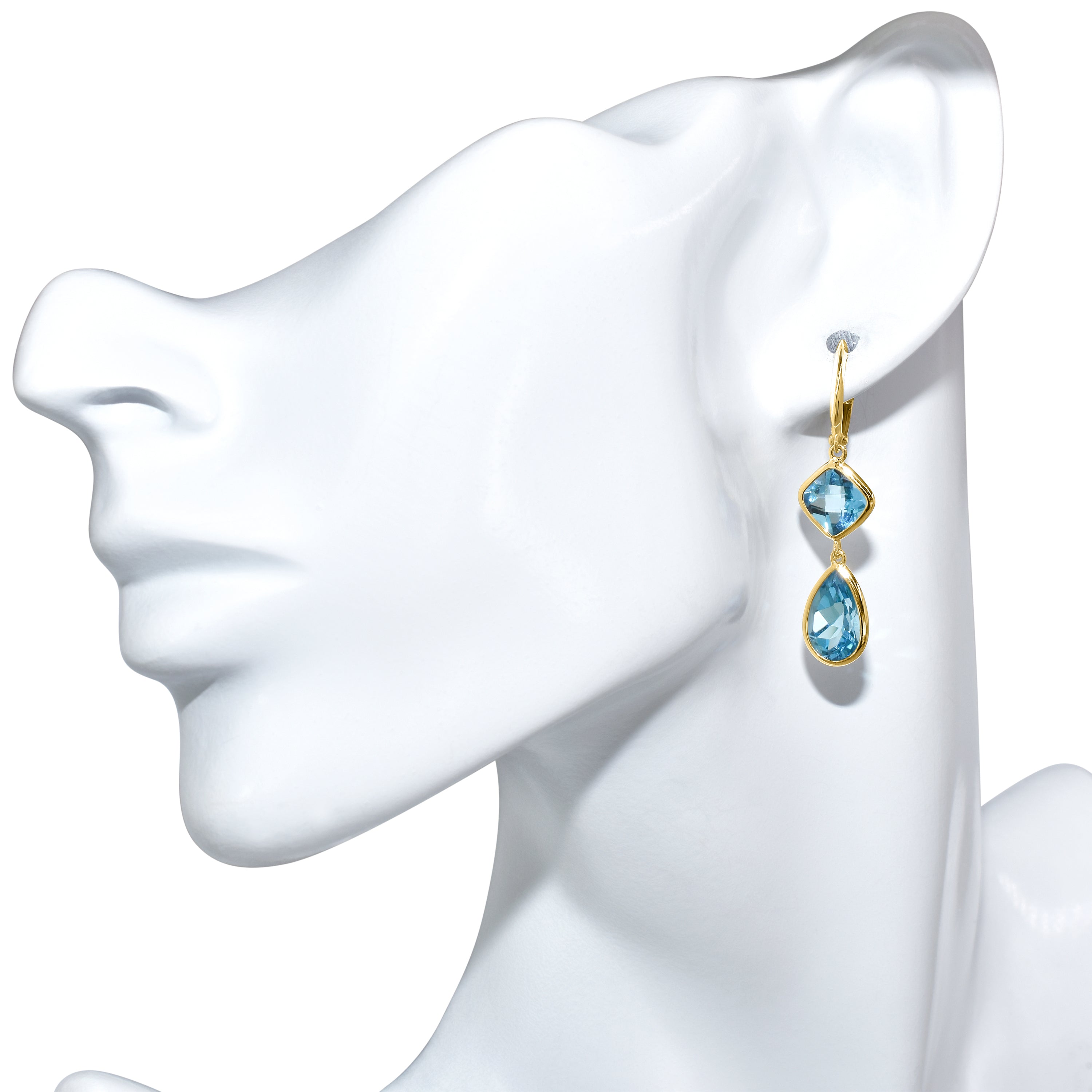 14k Swiss Blue Topaz Hoop Earring