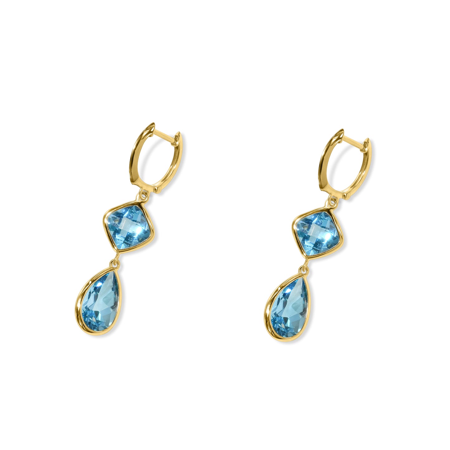 14k Swiss Blue Topaz Hoop Earring