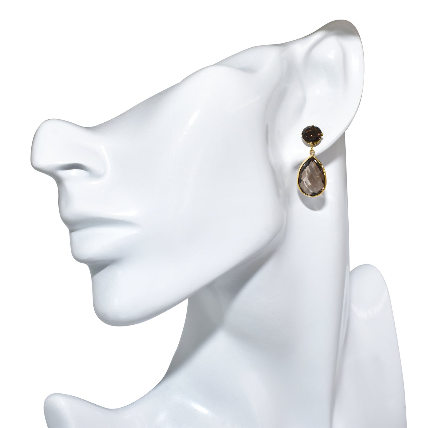 14k Smoky Quartz Post Earring