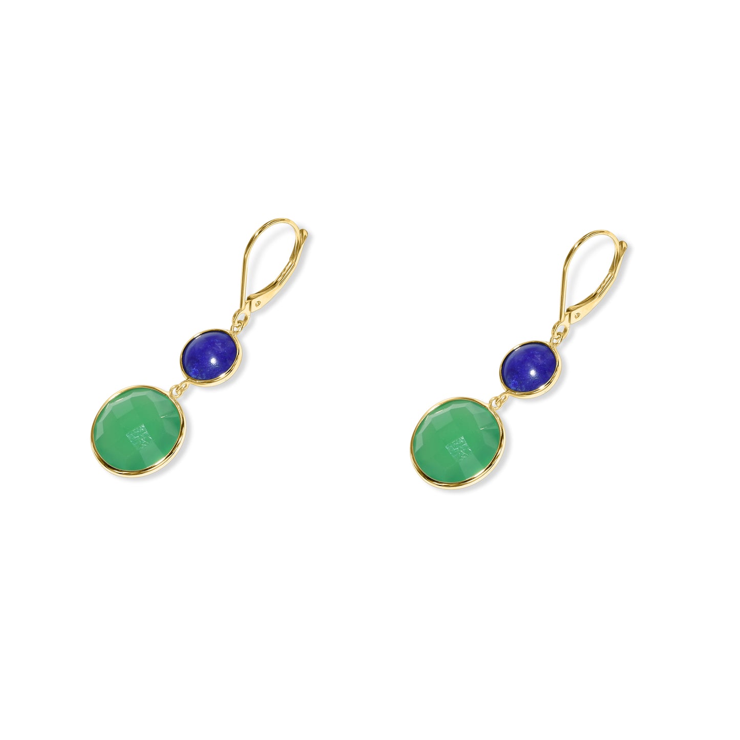 14k Lapis Green Onyx Leverback Earring