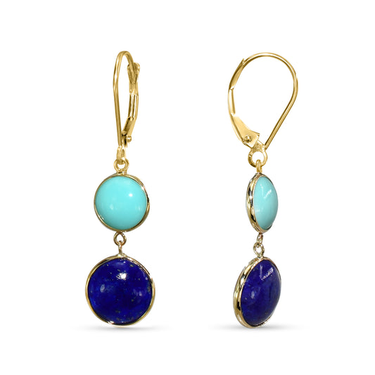 14k Turquoise Lapis Leverback Earring