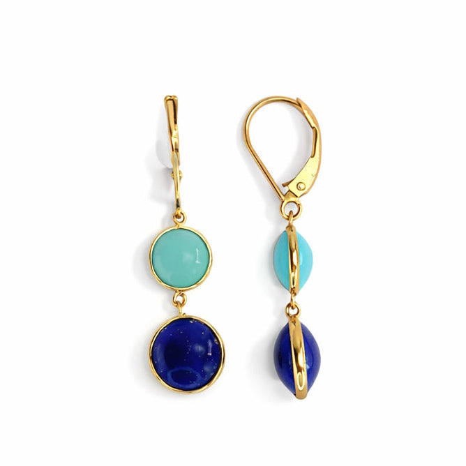 14k Turquoise Lapis Leverback Earring
