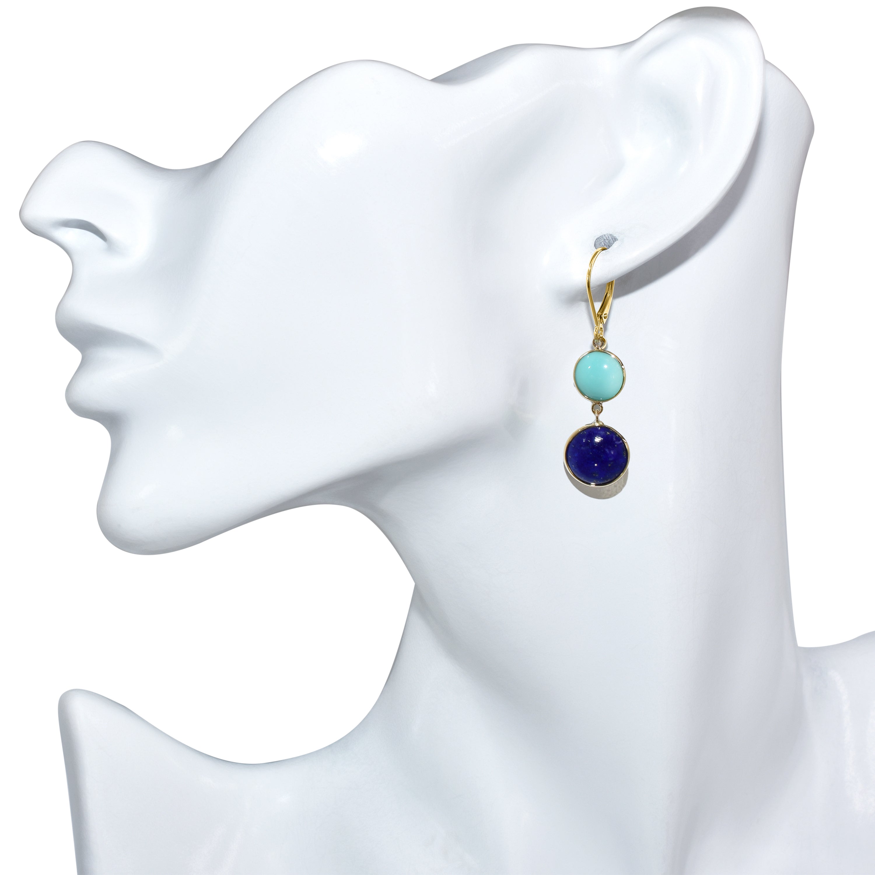 14k Turquoise Lapis Leverback Earring