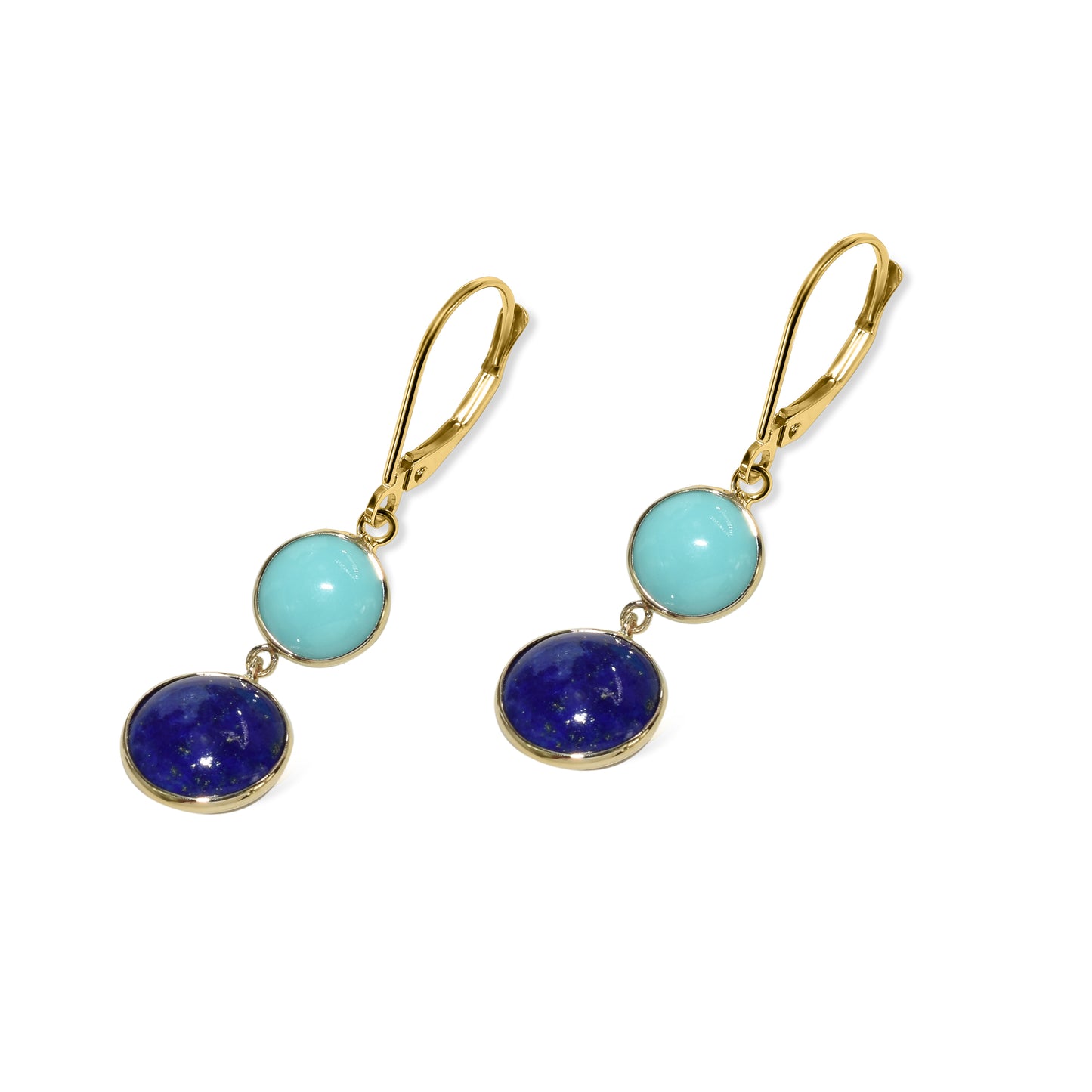 14k Turquoise Lapis Leverback Earring