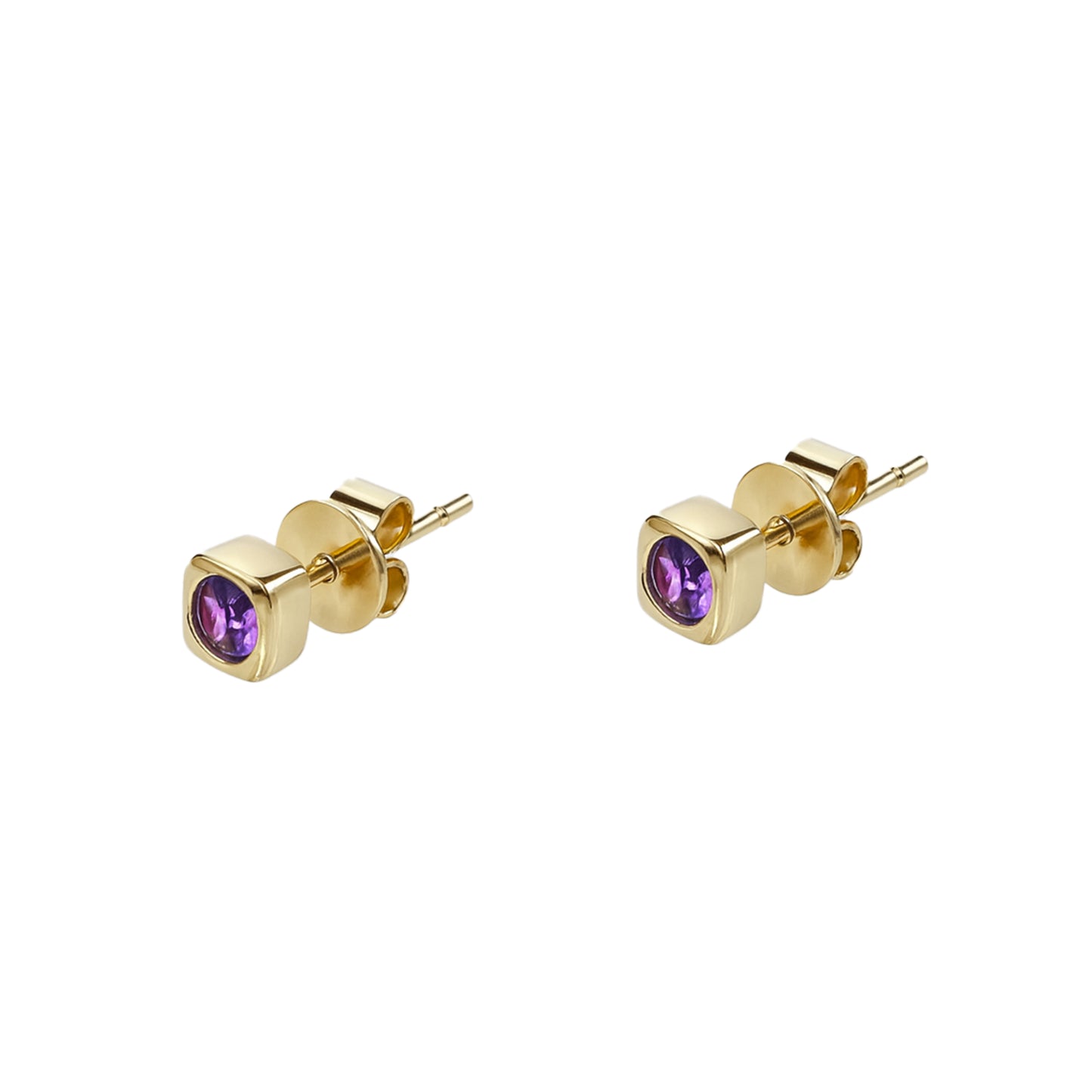 14k Amethyst Square Stud Earring