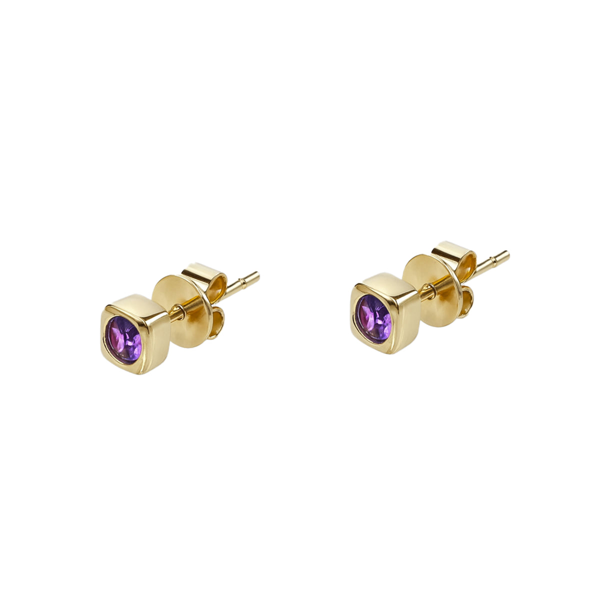 14k Amethyst Square Stud Earring