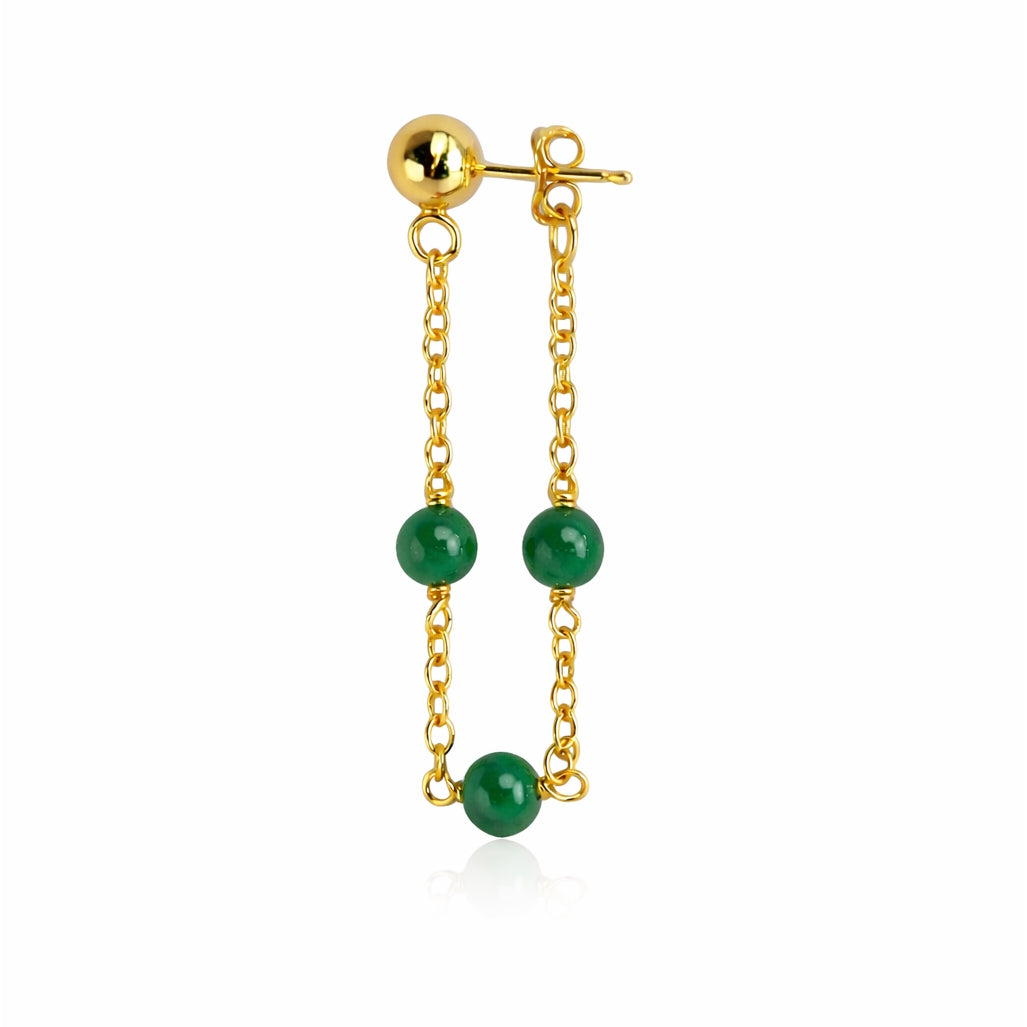 14k Gemstones Station Hoop Ball Top Earring