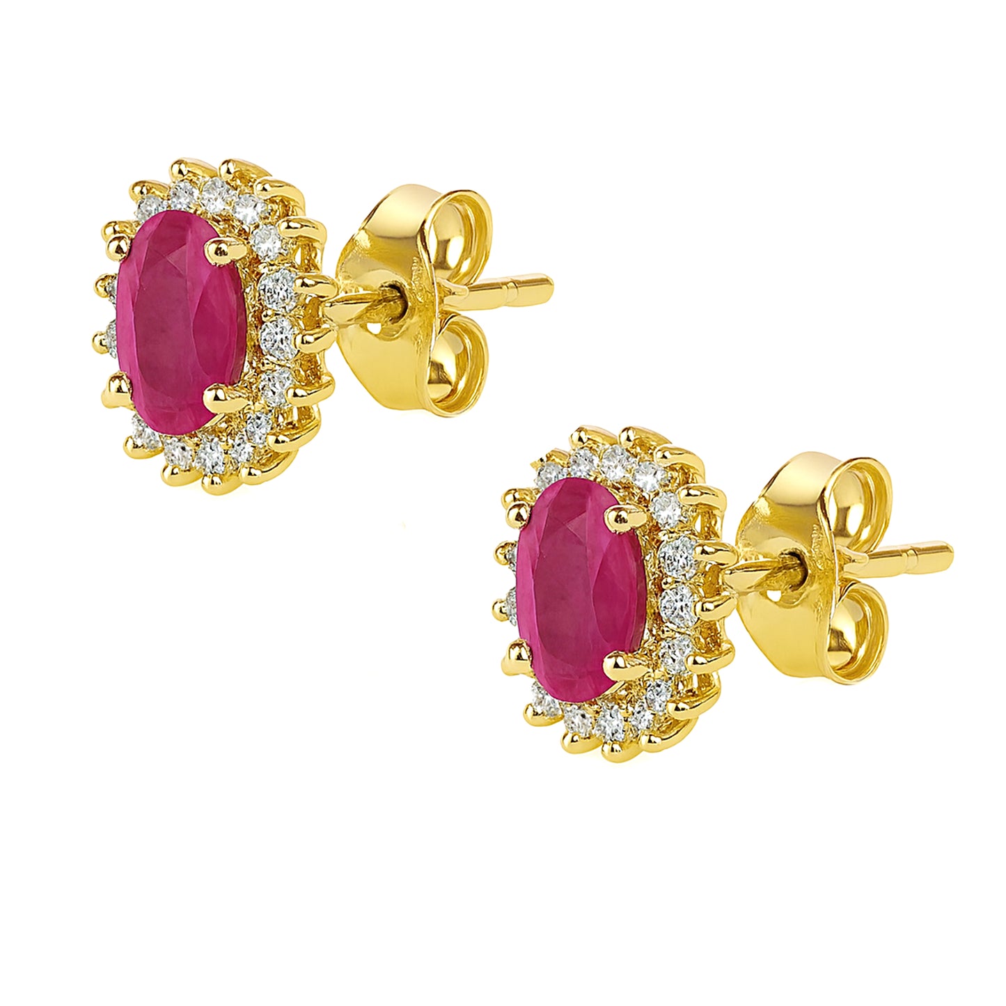 14k Ruby Diamond Round Stone Earring