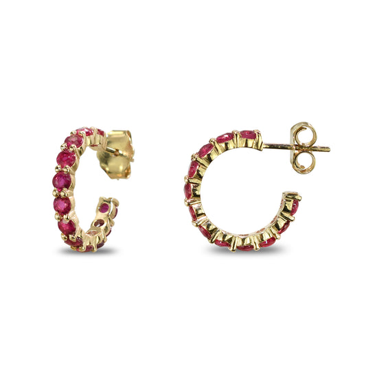 14k Ruby Round Multi Stone Earring