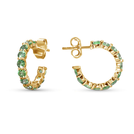 14k Emerald Round Multi Stone Earring