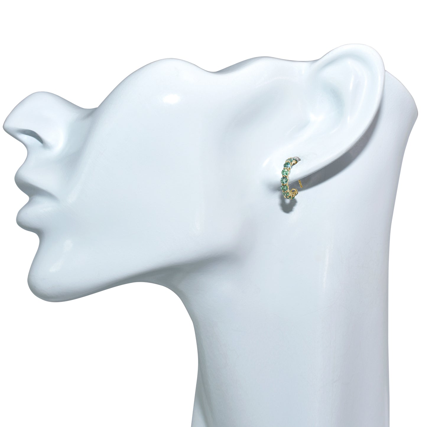 14k Emerald Round Multi Stone Earring