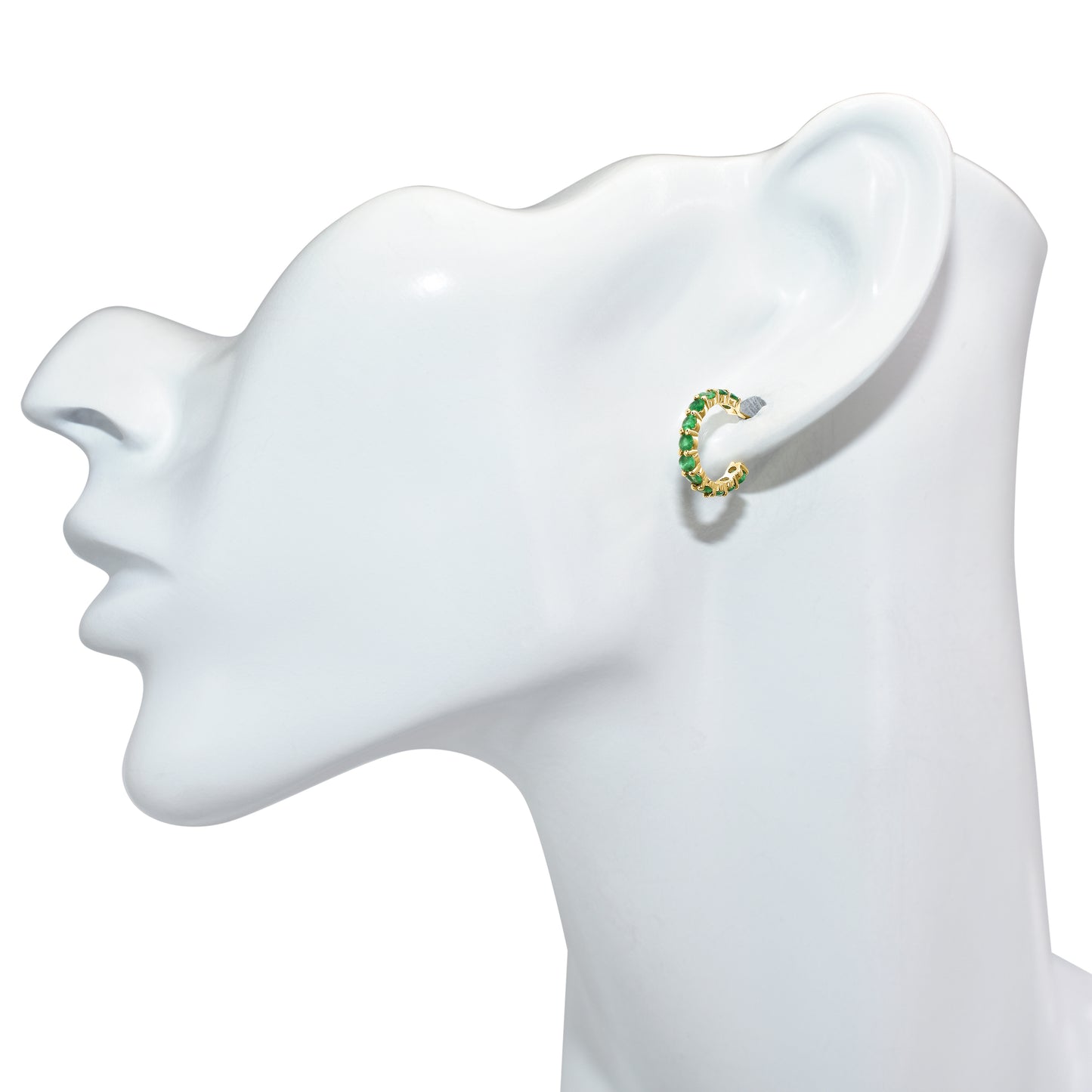 14k Emerald Round Multi Stone Earring