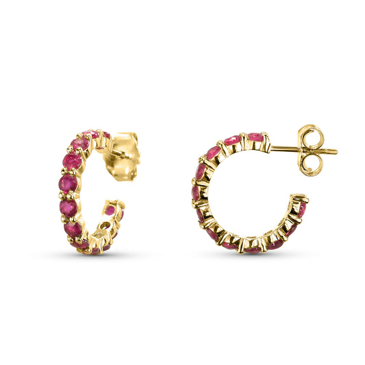 14k Ruby Round Multi Stone Earring