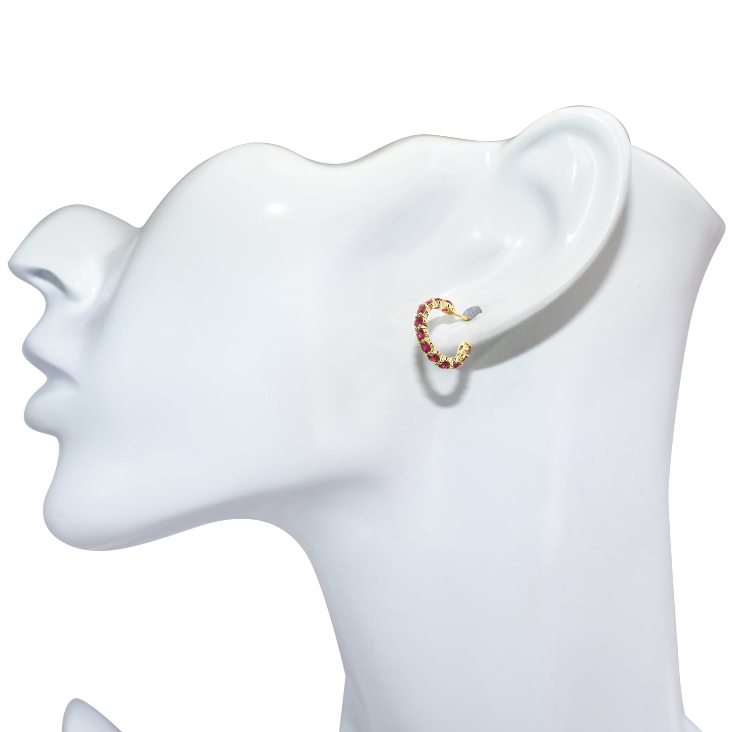 14k Ruby Round Multi Stone Earring