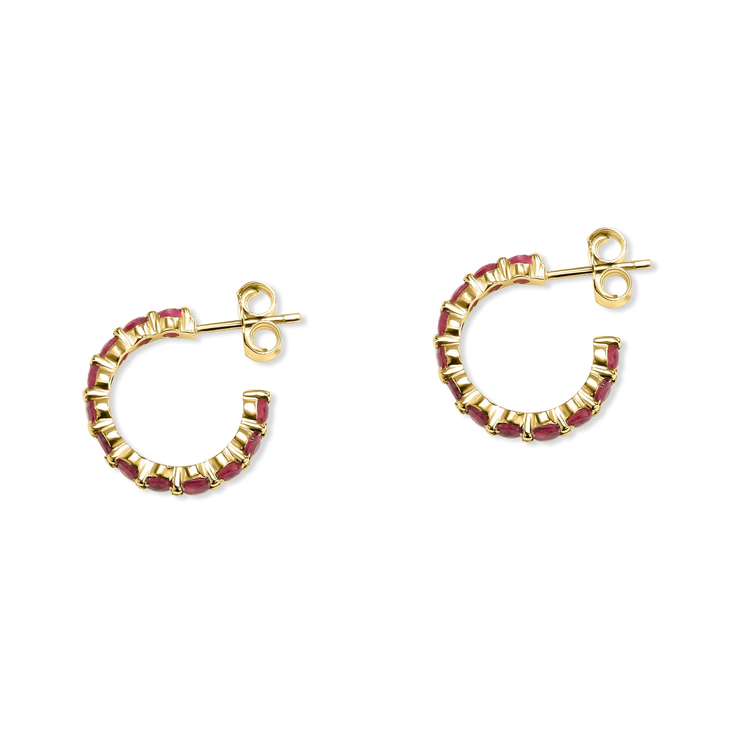 14k Ruby Round Multi Stone Earring