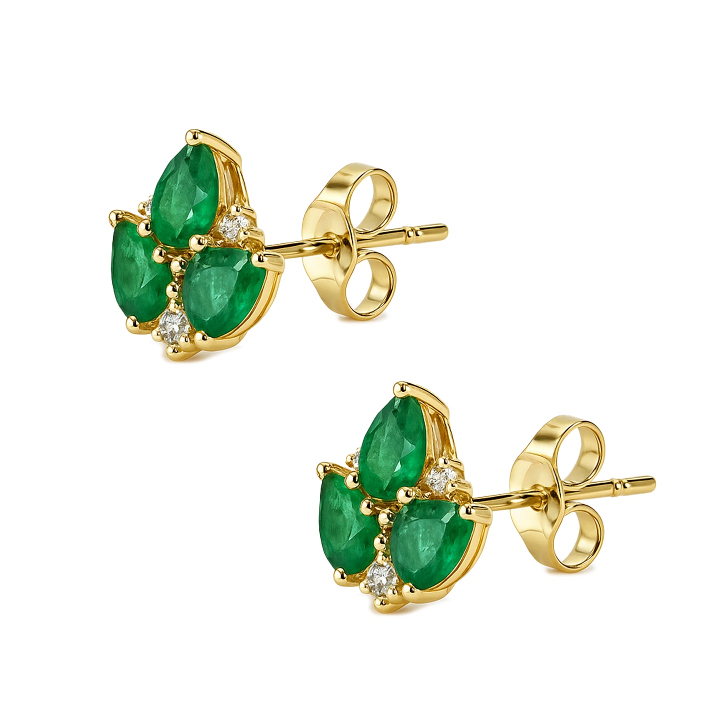 14k Emerald Diamond Leaf Shape Earring
