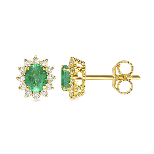 14k Emerald Diamond Stud Earring