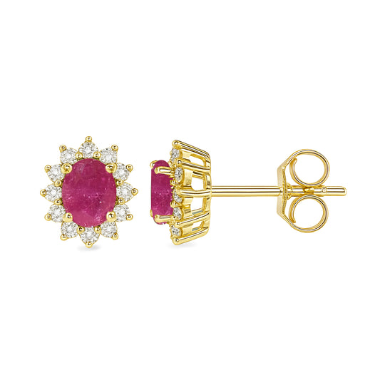 14k Ruby Diamond Stud Earring