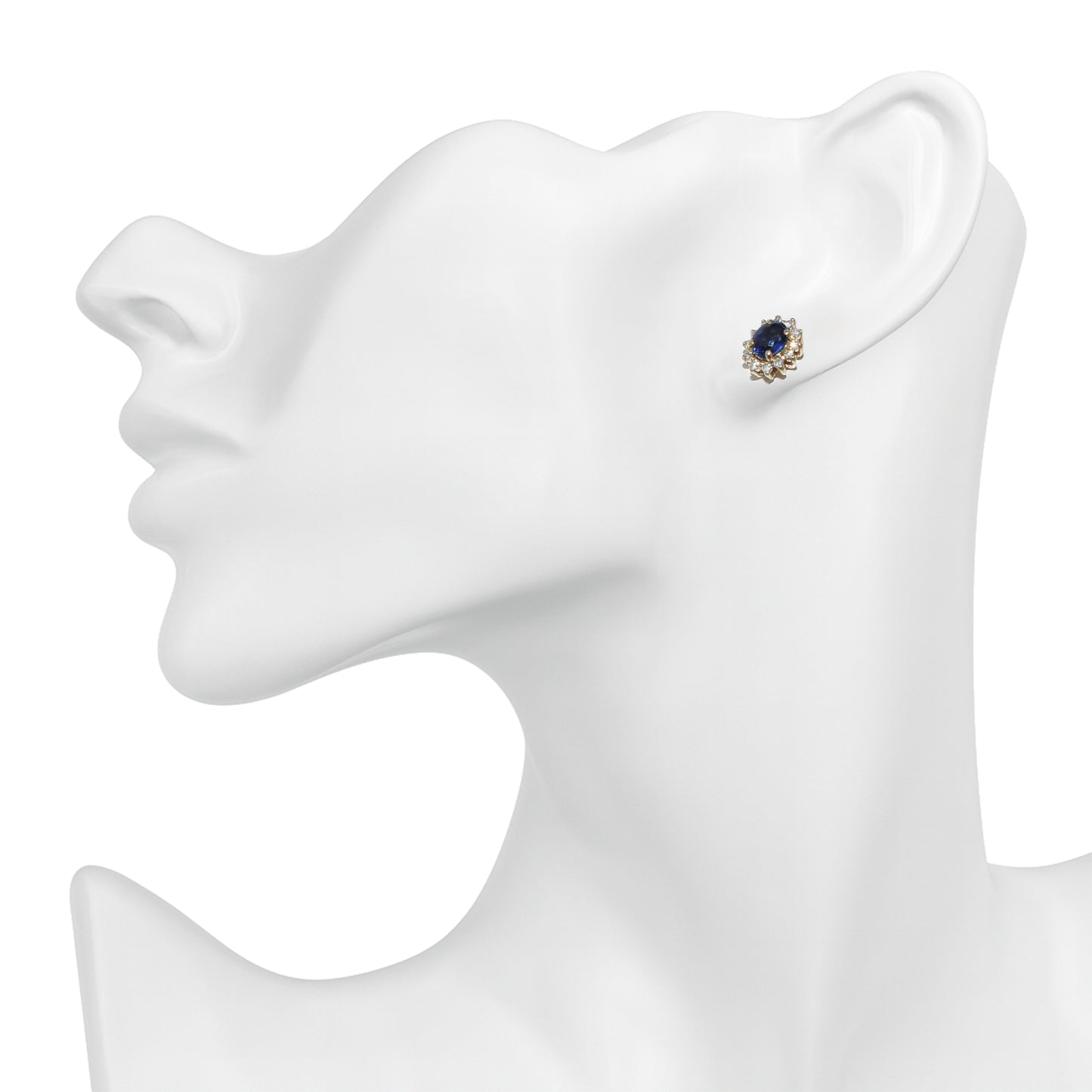 14k Sapphire Diamond Stud Earrings