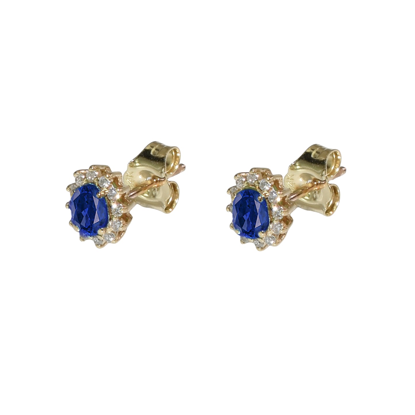 14k Sapphire Diamond Stud Earrings