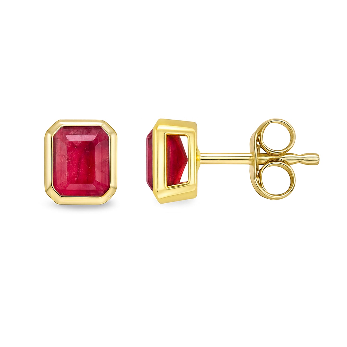 14k Ruby Square Bezel Earring
