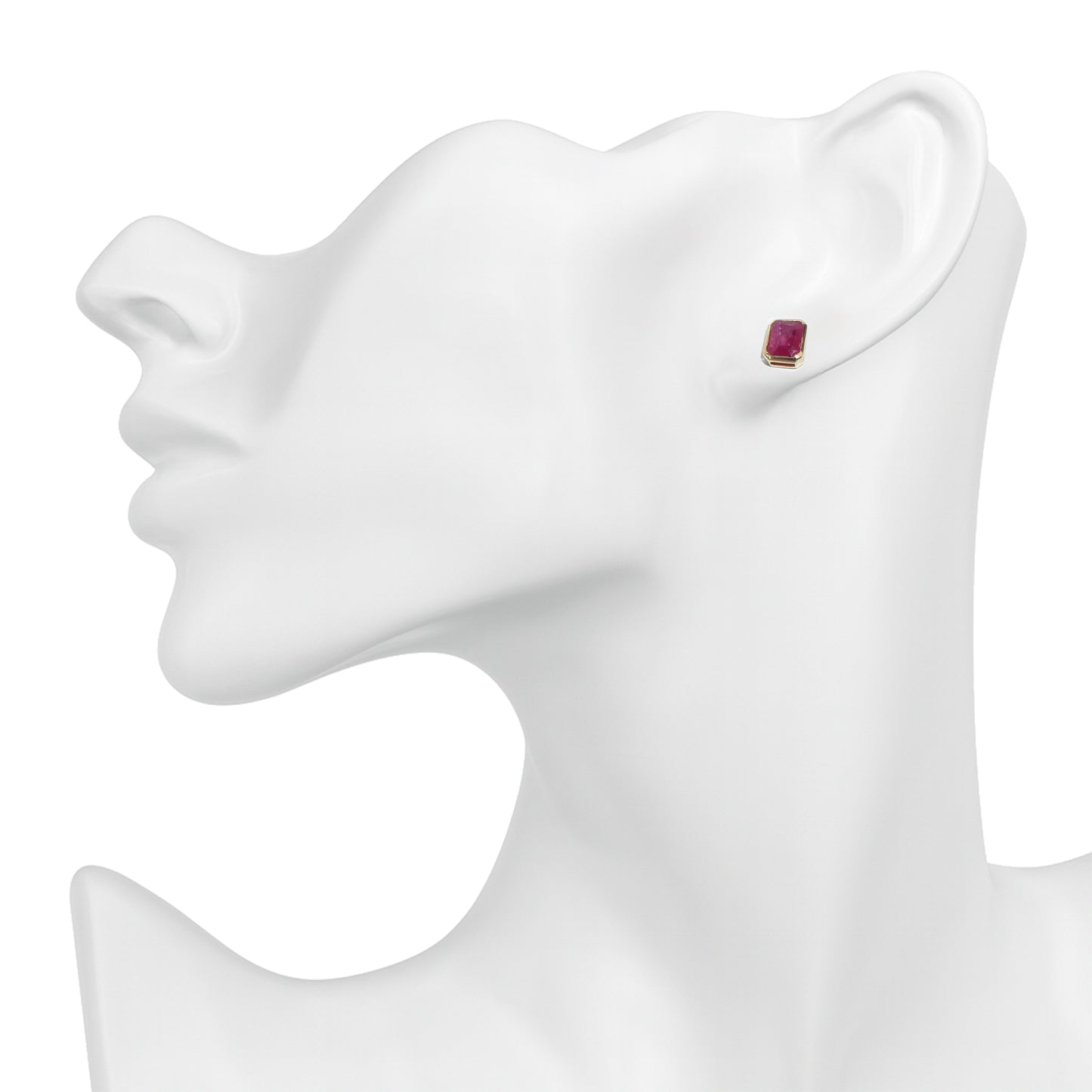 14k Ruby Square Bezel Earring