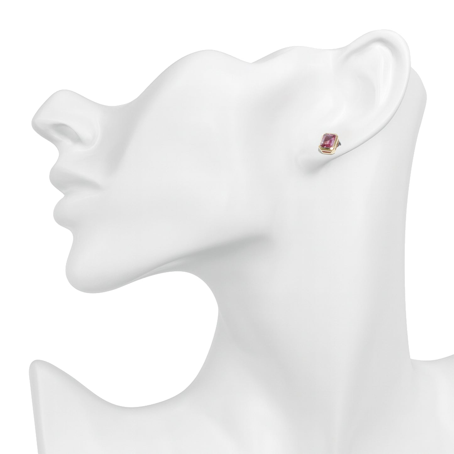 14k Pink Sapphire Square Bezel Earring