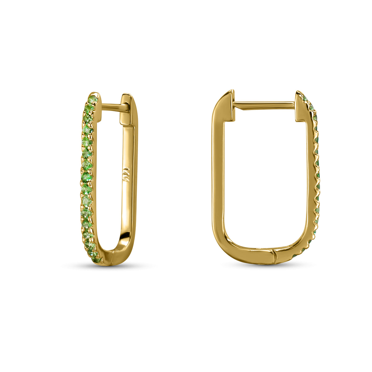 14k Gemstones U-Shape Earring