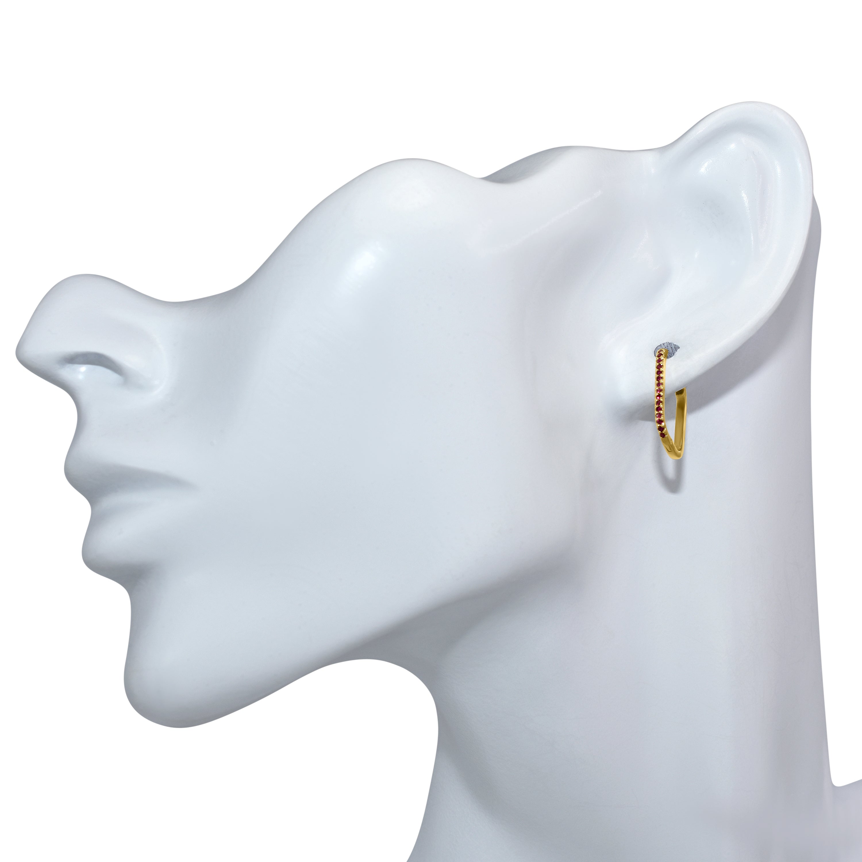 14k Gemstones U-Shape Earring