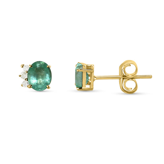 14k Gemstone Diamond Oval Cut Earring