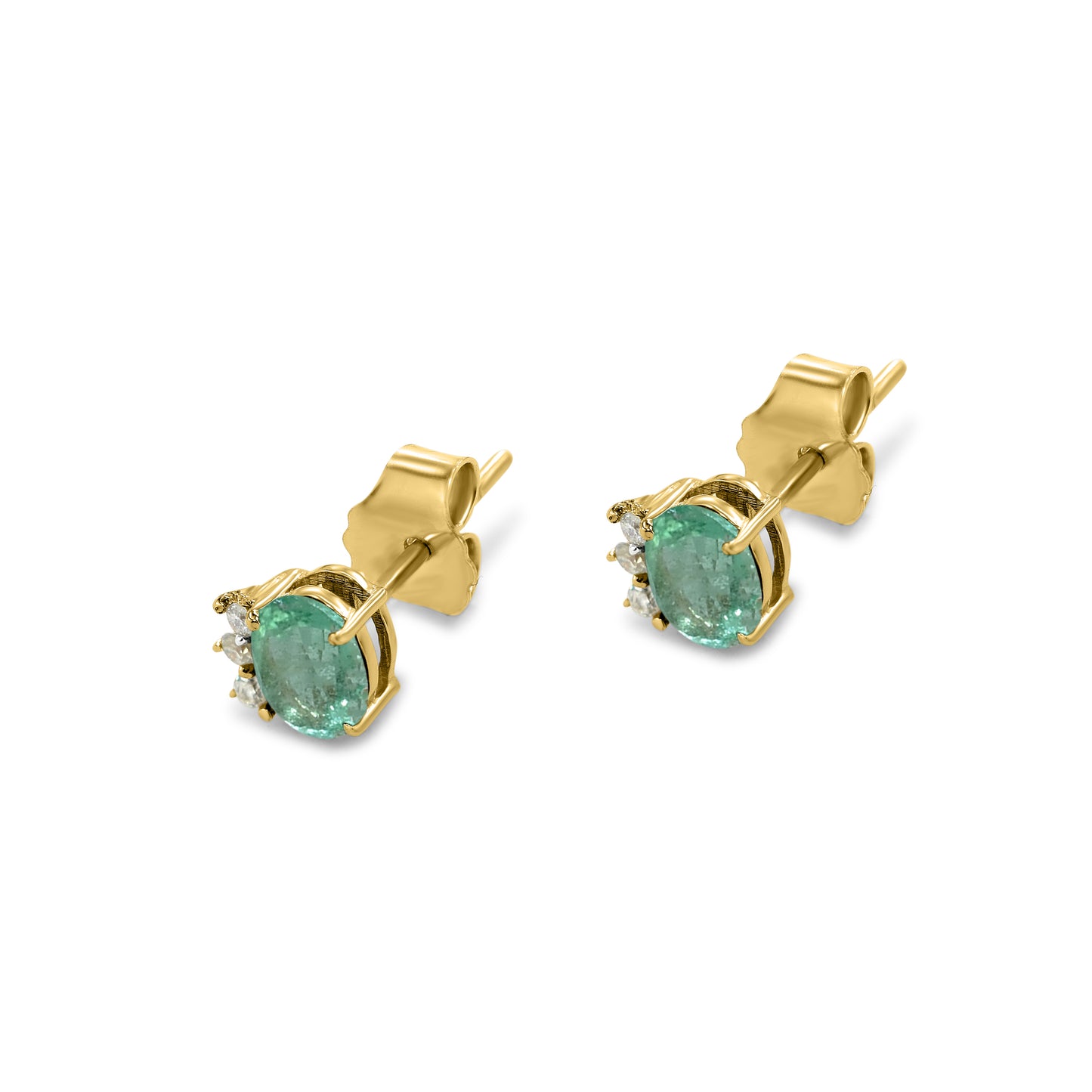 14k Gemstone Diamond Oval Cut Earring
