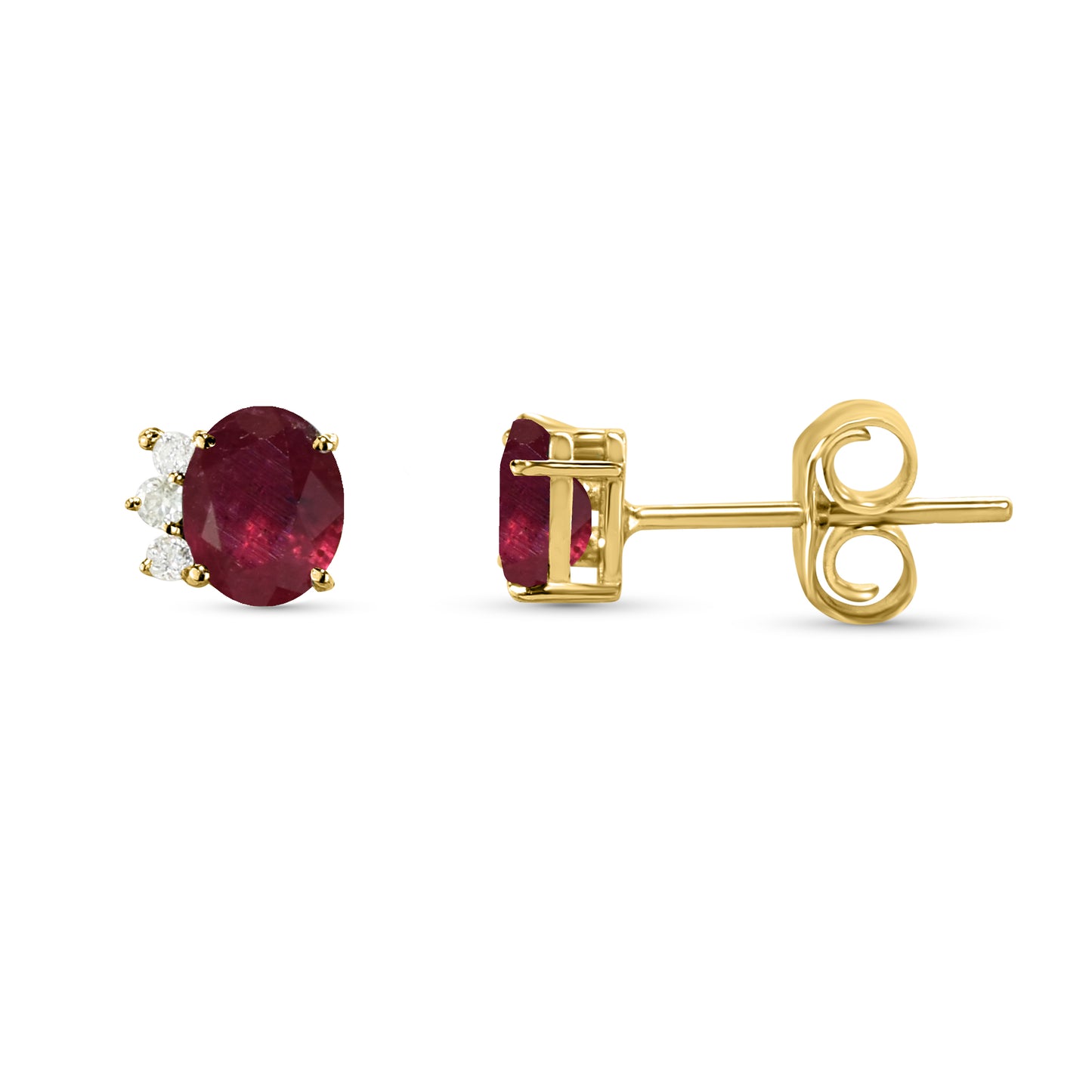 14k Gemstone Diamond Oval Cut Earring