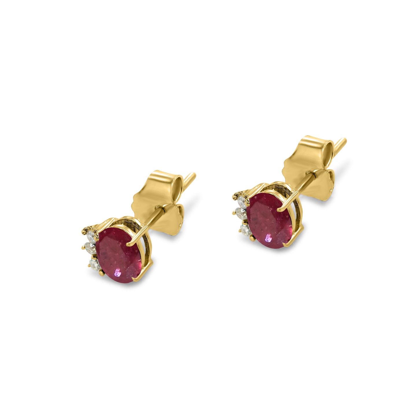 14k Gemstone Diamond Oval Cut Earring