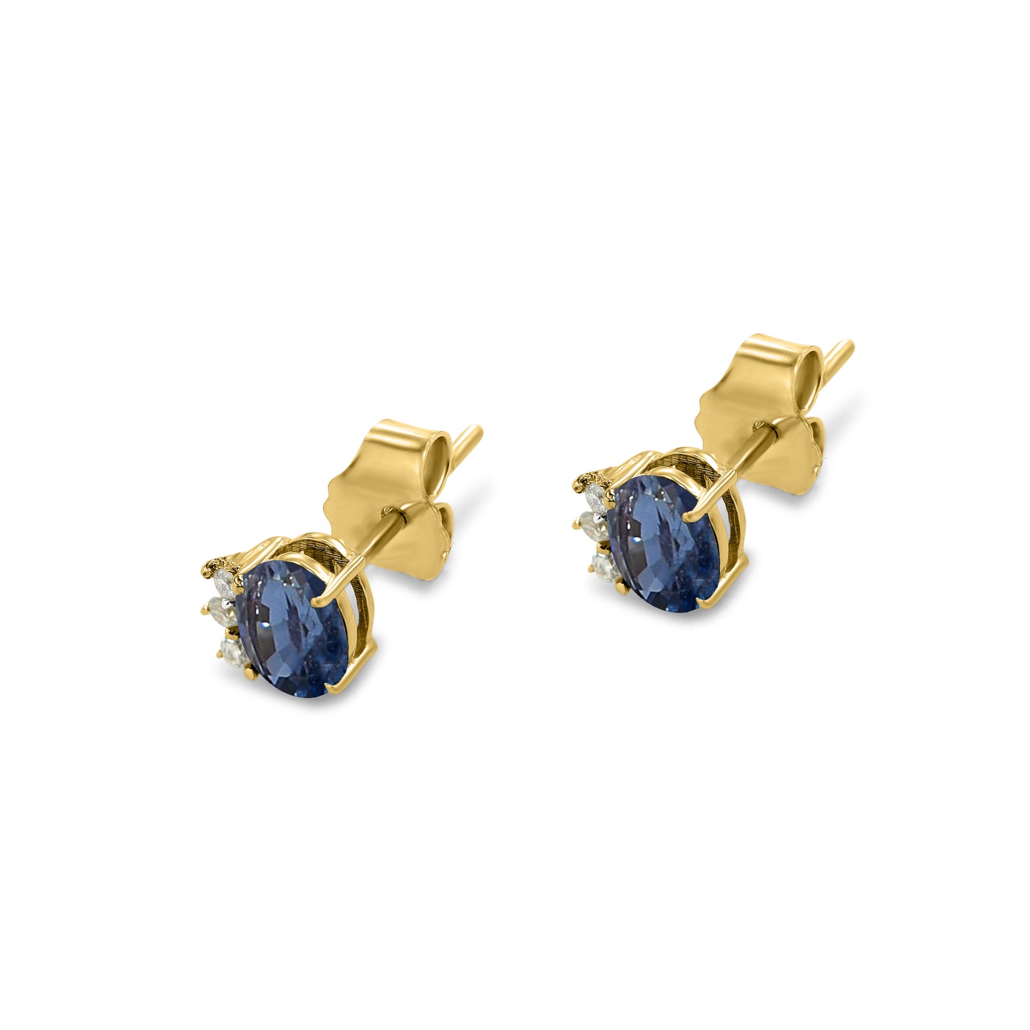14k Gemstone Diamond Oval Cut Earring