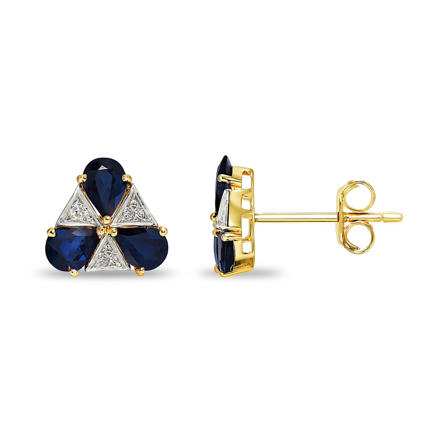 14k Gemstone Diamond Pear Triangle Earring
