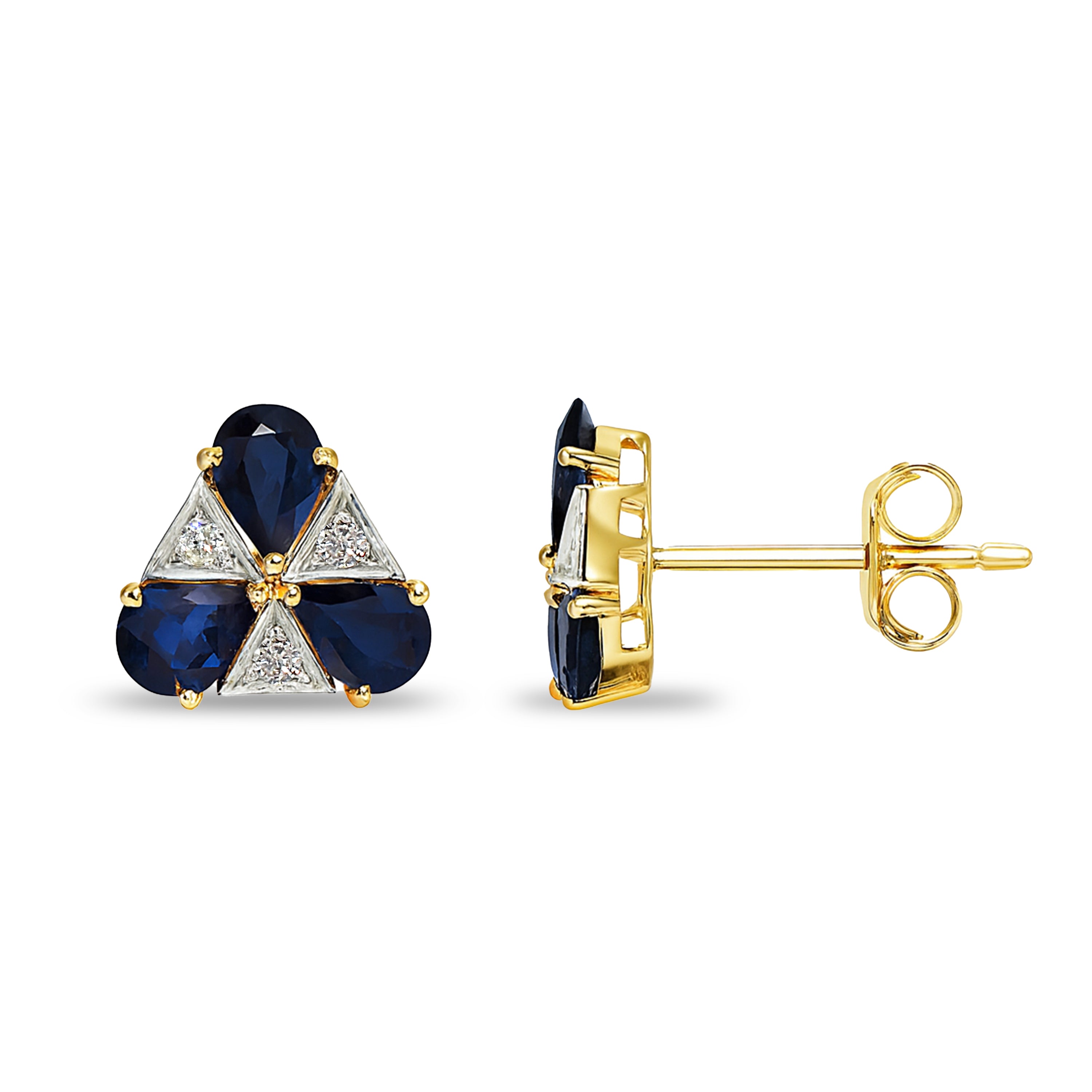 14k Gemstone Diamond Pear Triangle Earring
