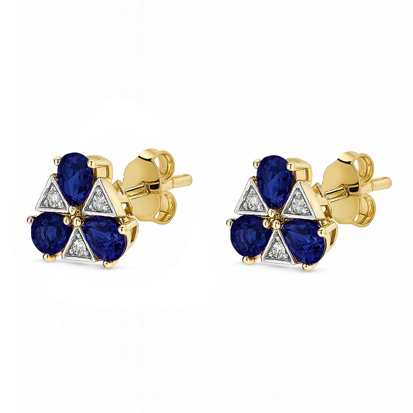 14k Gemstone Diamond Pear Triangle Earring