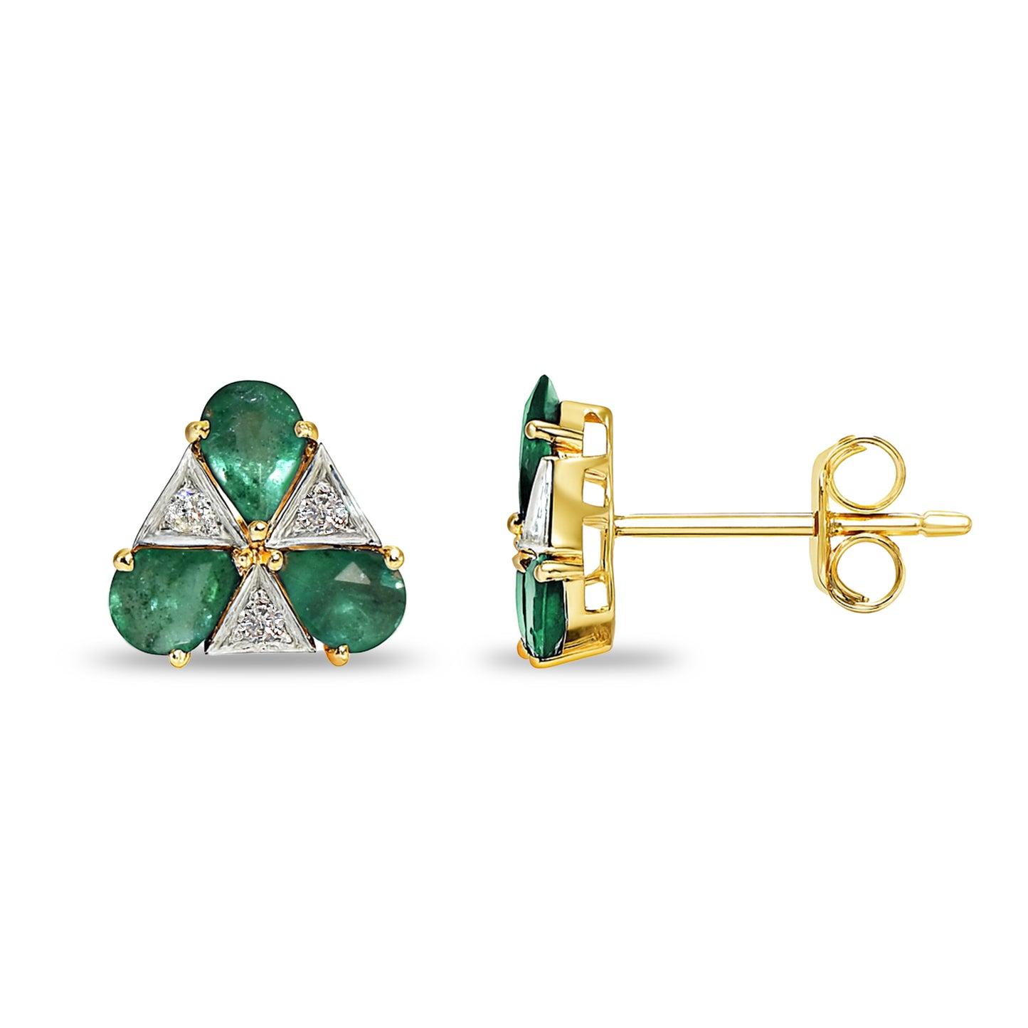 14k Gemstone Diamond Pear Triangle Earring