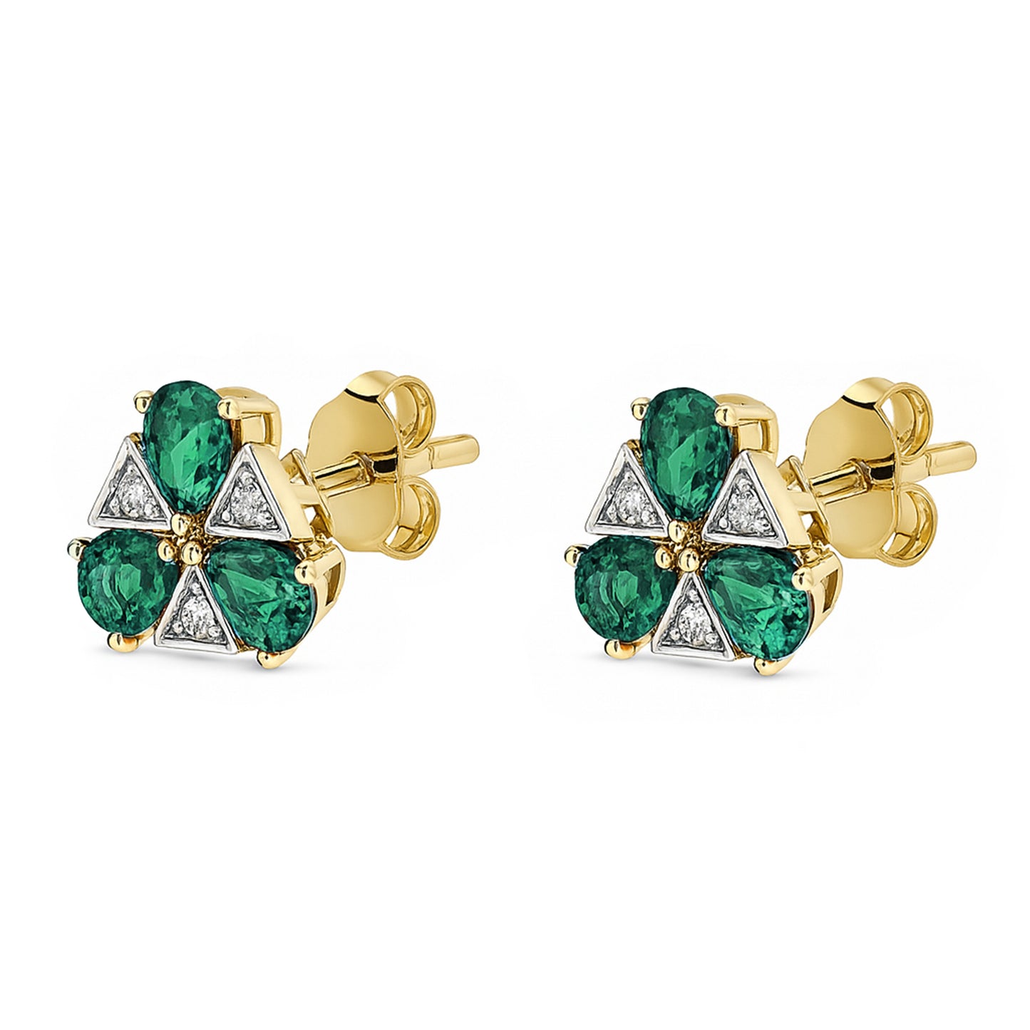14k Gemstone Diamond Pear Triangle Earring