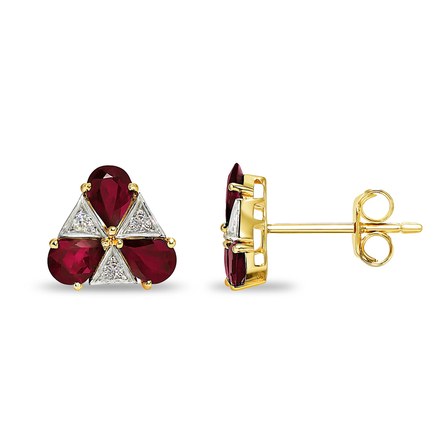 14k Gemstone Diamond Pear Triangle Earring