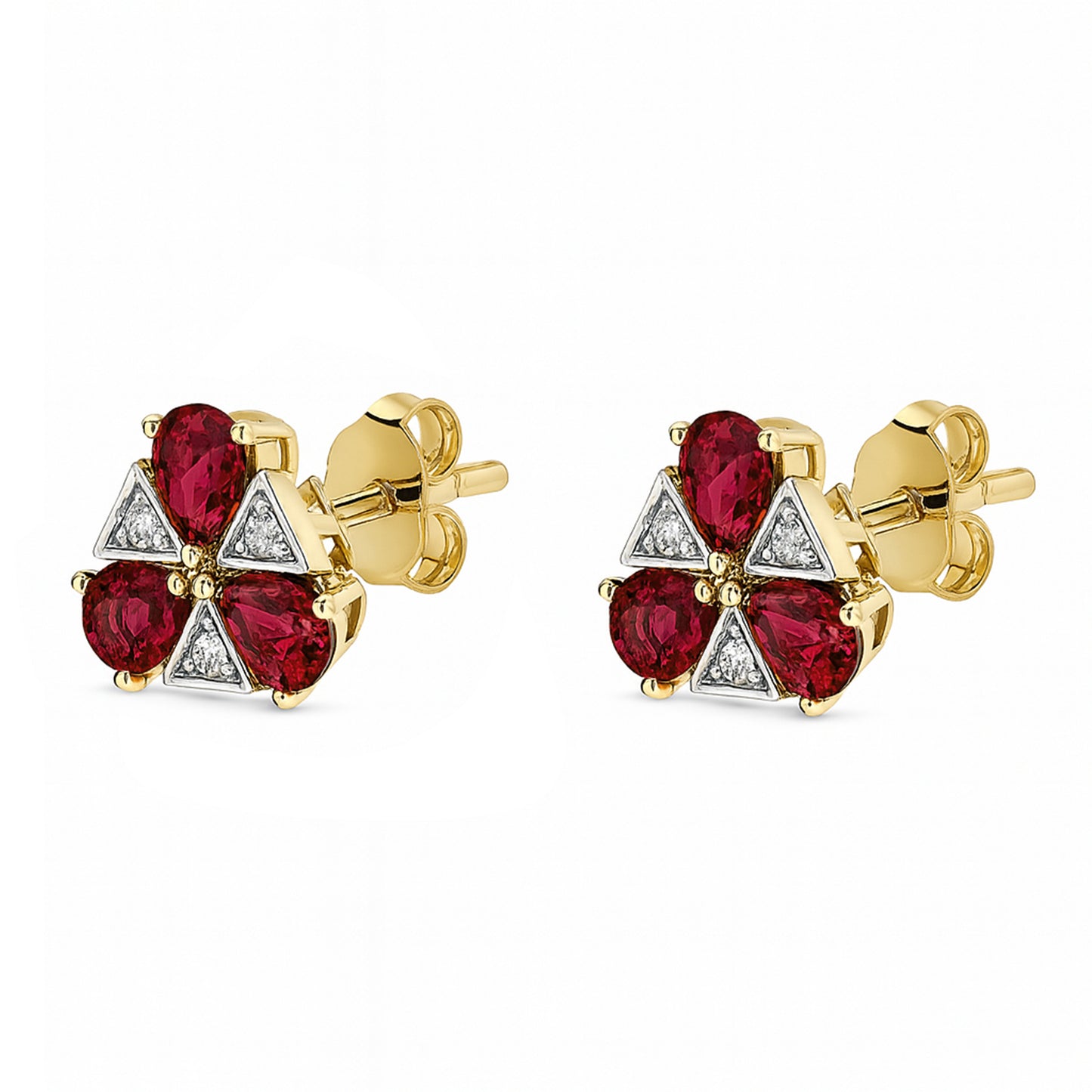 14k Gemstone Diamond Pear Triangle Earring