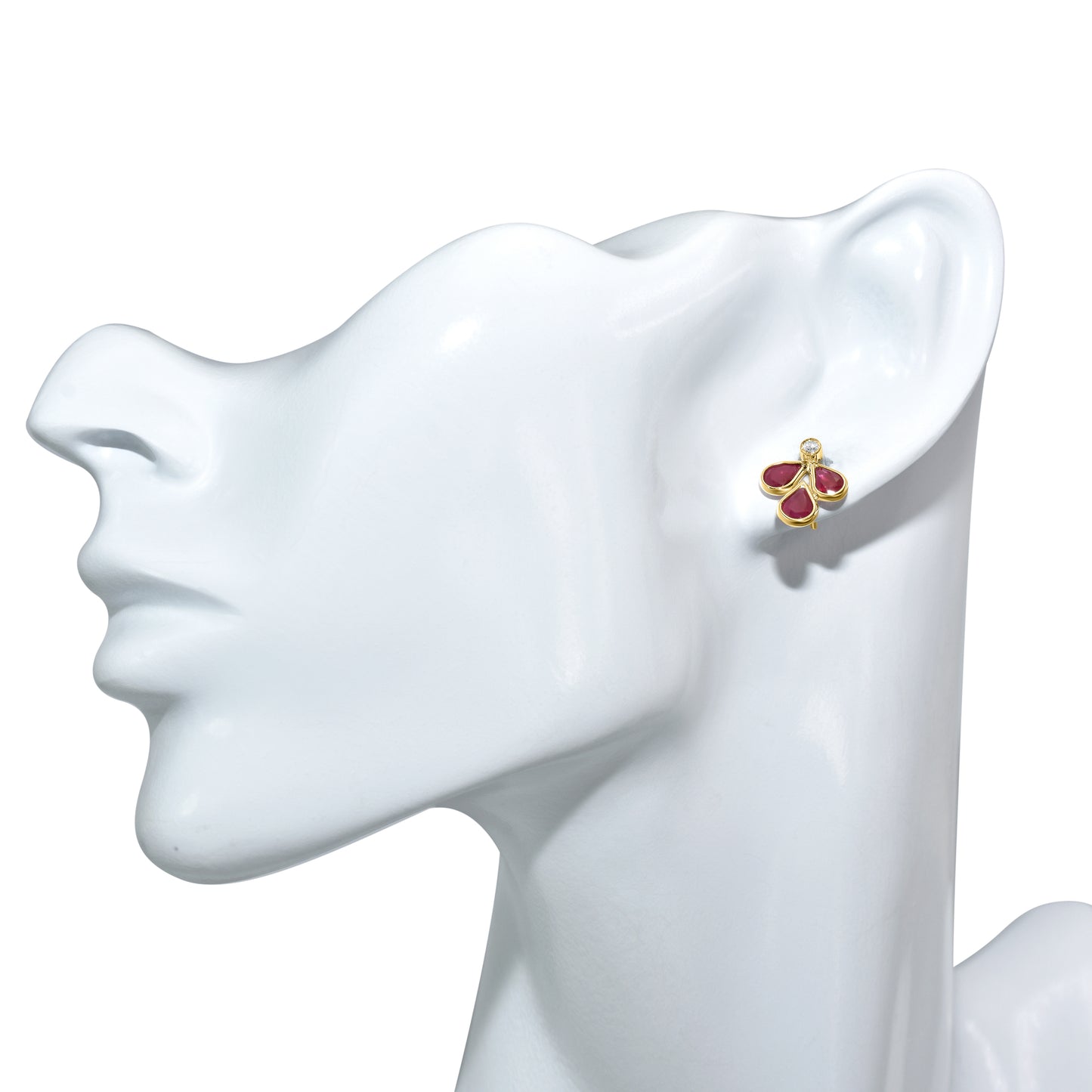 14k Ruby Diamond Drop Shape Earring