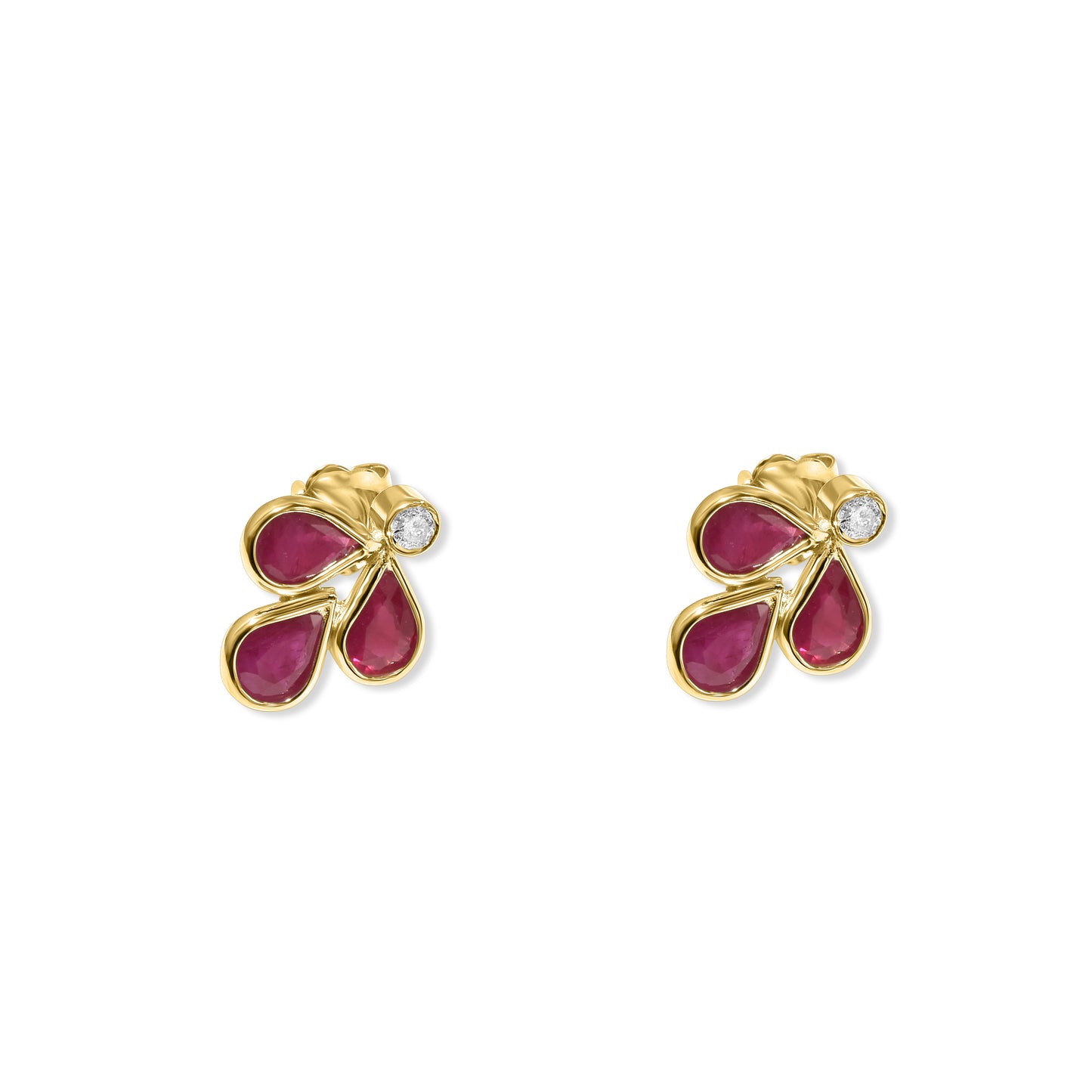 14k Ruby Diamond Drop Shape Earring
