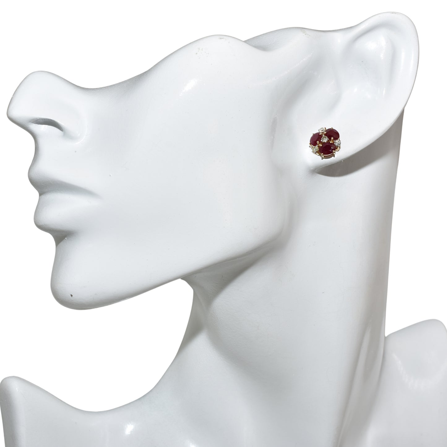14k Gemstone Diamond Flower Cluster Earring