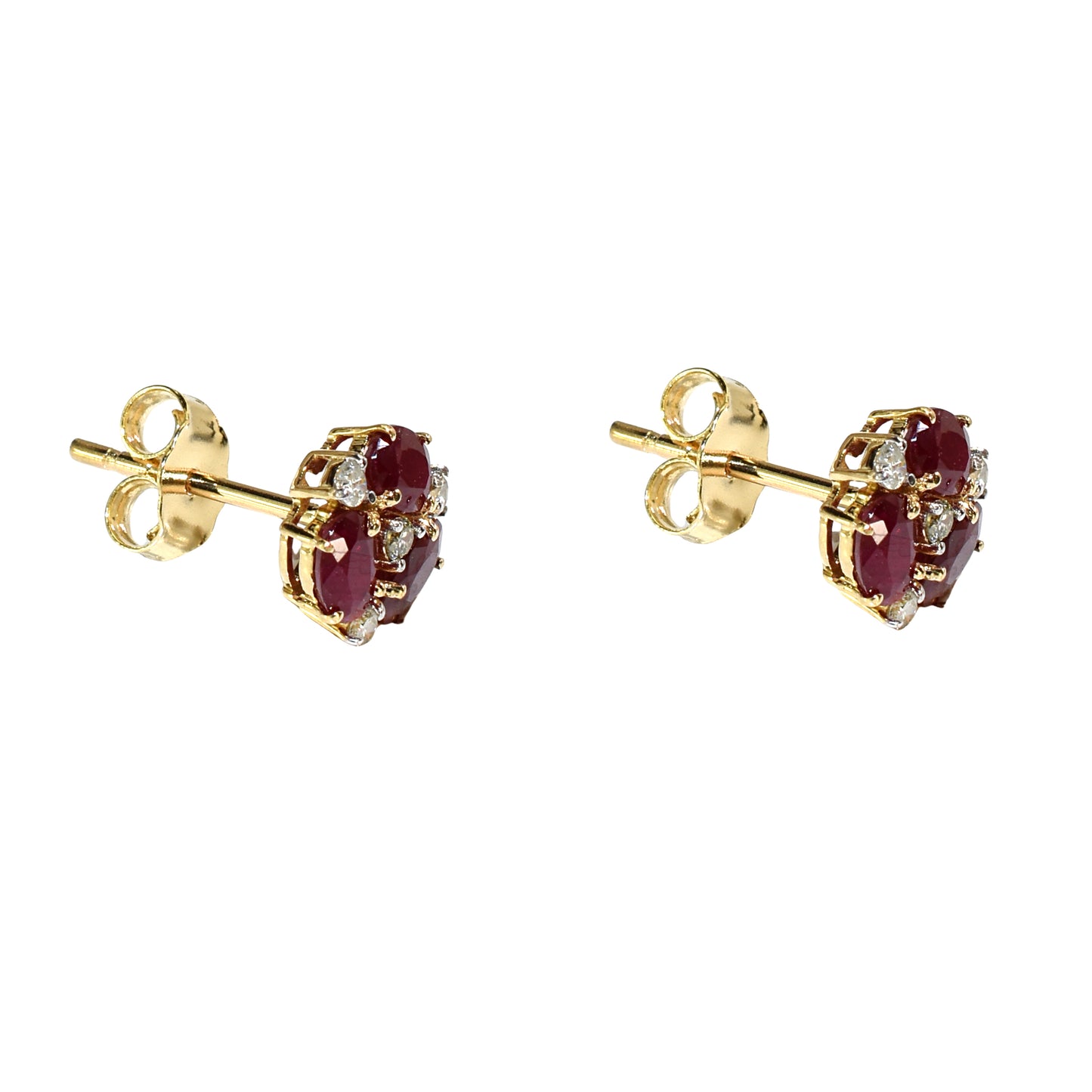 14k Gemstone Diamond Flower Cluster Earring